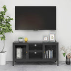 Meuble TV en Acier et Verre Blanc - 105 cm-Mon Meuble TV-Anthracite-1-12