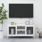 Meuble TV en Acier et Verre Blanc - 105 cm-Mon Meuble TV-Blanc-1-1