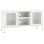Meuble TV en Acier et Verre Blanc - 105 cm-Mon Meuble TV-Blanc-1-2