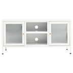Meuble TV en Acier et Verre Blanc - 105 cm-Mon Meuble TV-Blanc-1-3