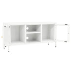 Meuble TV en Acier et Verre Blanc - 105 cm-Mon Meuble TV-Blanc-1-6