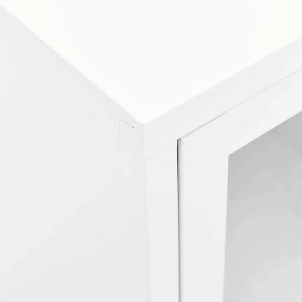 Meuble TV en Acier et Verre Blanc - 105 cm-Mon Meuble TV-Blanc-1-7