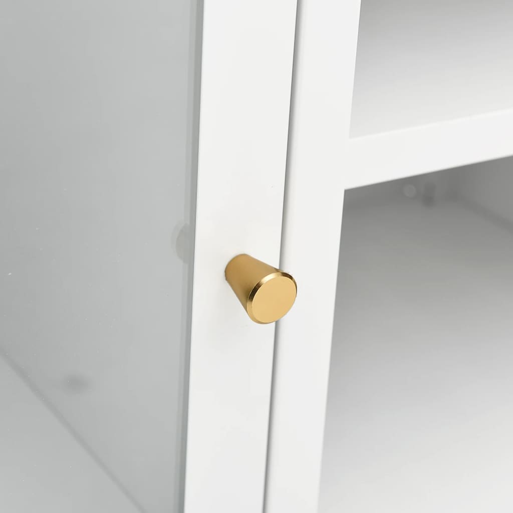 Meuble TV en Acier et Verre Blanc - 105 cm-Mon Meuble TV-Blanc-1-8