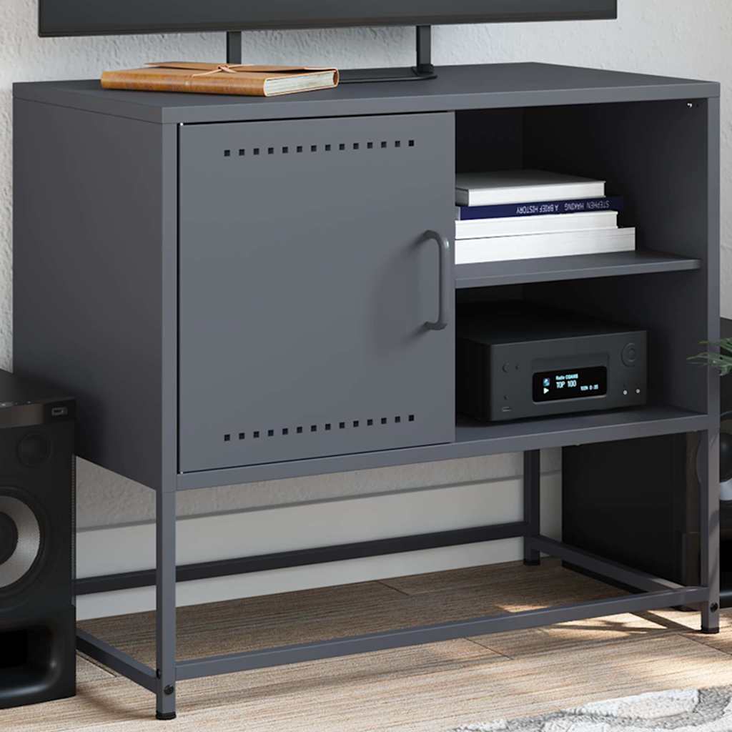 Meuble TV en Acier Gris - 68 cm-Mon Meuble TV-Anthracite-1-1