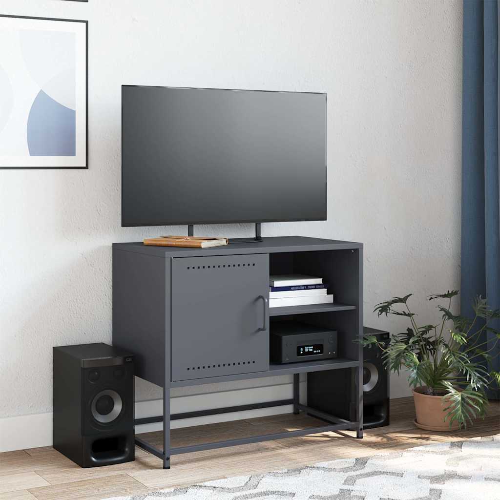 Meuble TV en Acier Gris - 68 cm-Mon Meuble TV-Rose-1-3