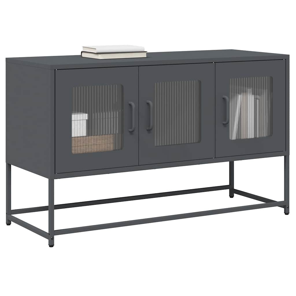Meuble TV en Acier Laminé Rose - 100,5 cm-Mon Meuble TV-Anthracite-100.5 cm-14