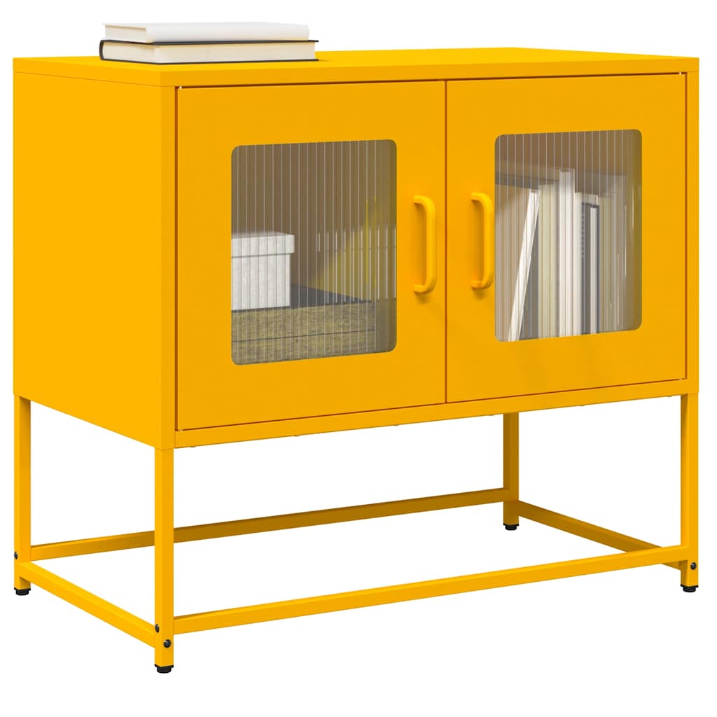 Meuble TV en Acier Laminé Rose - 100,5 cm-Mon Meuble TV-jaune moutarde-68 cm-17