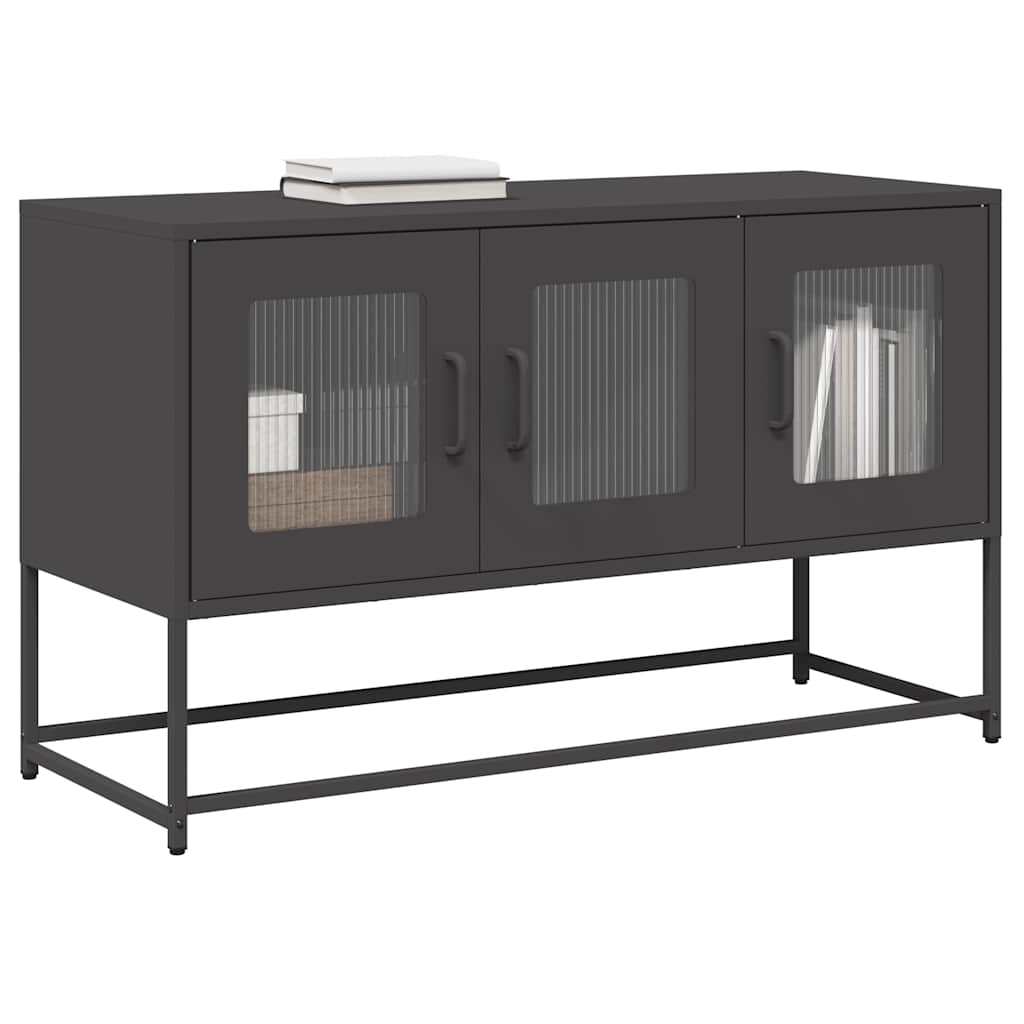 Meuble TV en Acier Laminé Rose - 100,5 cm-Mon Meuble TV-Noir-100.5 cm-13
