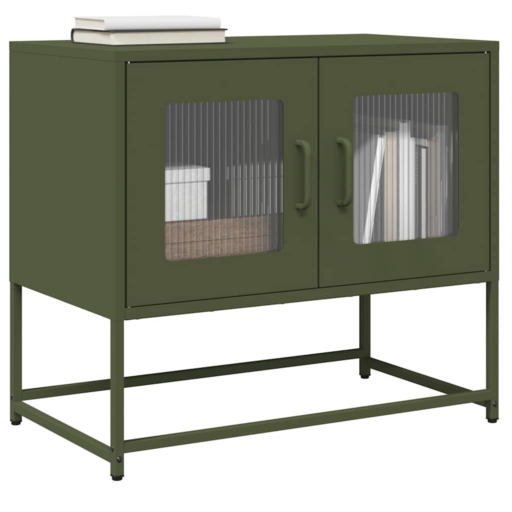 Meuble TV en Acier Laminé Rose - 100,5 cm-Mon Meuble TV-Vert olive-68 cm-19