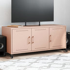Meuble TV en Acier Vert - 3 Portes-Mon Meuble TV-Rose-1-13