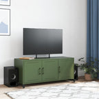 Meuble TV en Acier Vert - 3 Portes-Mon Meuble TV-Rose-1-3