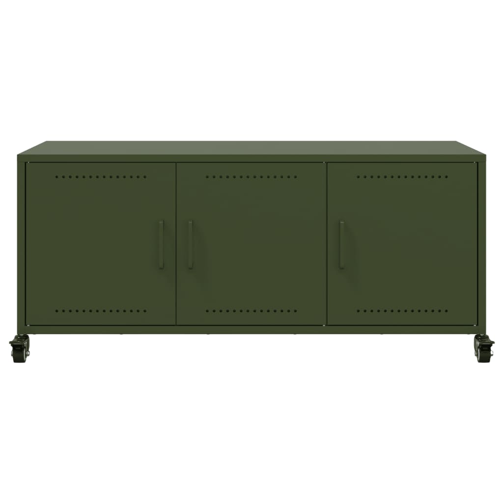 Meuble TV en Acier Vert - 3 Portes-Mon Meuble TV-Rose-1-6