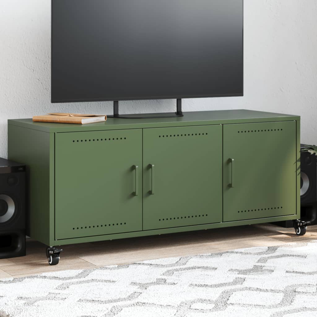 Meuble TV en Acier Vert - 3 Portes-Mon Meuble TV-Vert-1-1