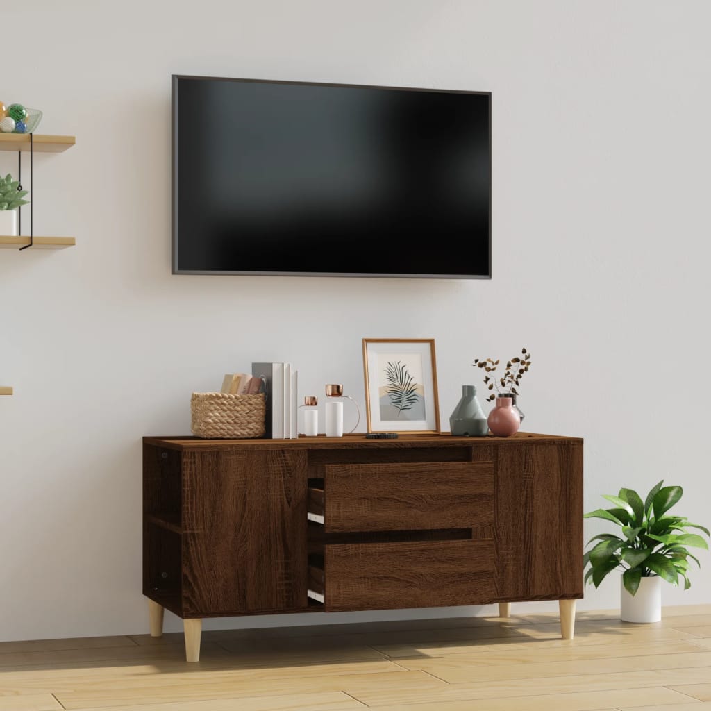 Meuble TV en Bois avec Pieds Sonoma Gris - 102 cm-Mon Meuble TV-Chêne marron-16