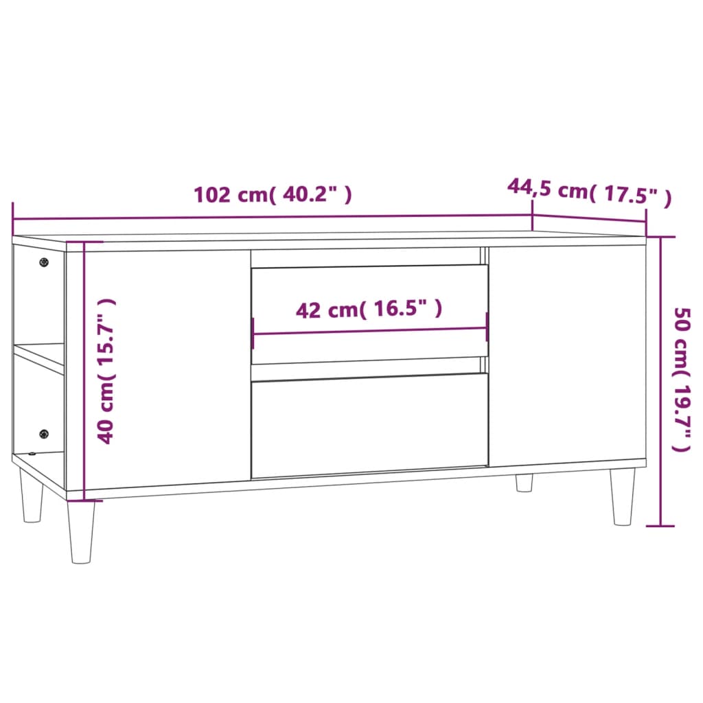 Meuble TV en Bois avec Pieds Sonoma Gris - 102 cm-Mon Meuble TV-Gris sonoma-10