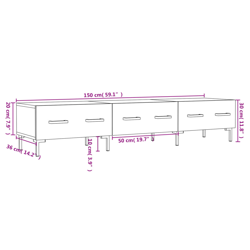 Meuble TV en Bois Blanc Brillant - 150 cm-Mon Meuble TV-Gris béton-1-12