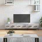 Meuble TV en Bois Blanc Brillant - 150 cm-Mon Meuble TV-Gris béton-1-14