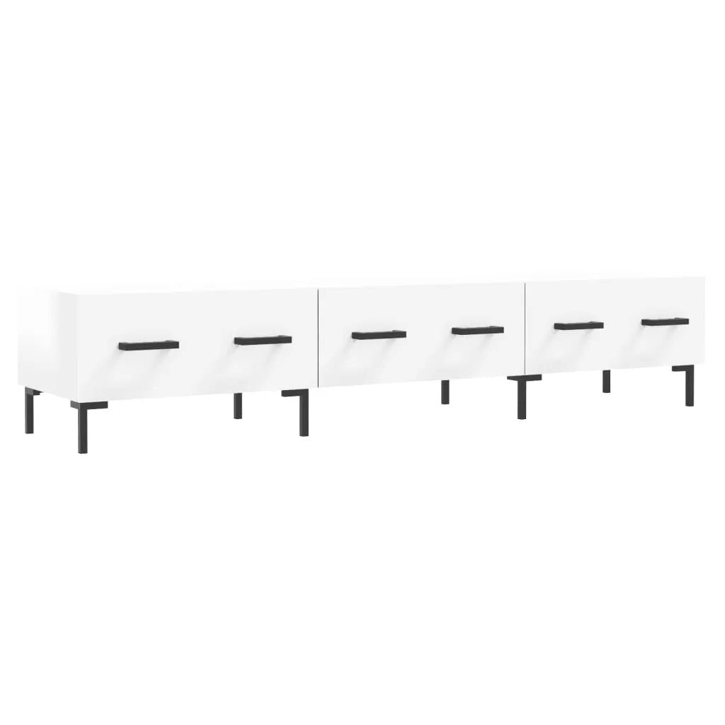 Meuble TV en Bois Blanc Brillant - 150 cm-Mon Meuble TV-Gris béton-1-2