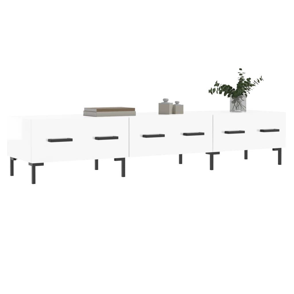 Meuble TV en Bois Blanc Brillant - 150 cm-Mon Meuble TV-Gris béton-1-3