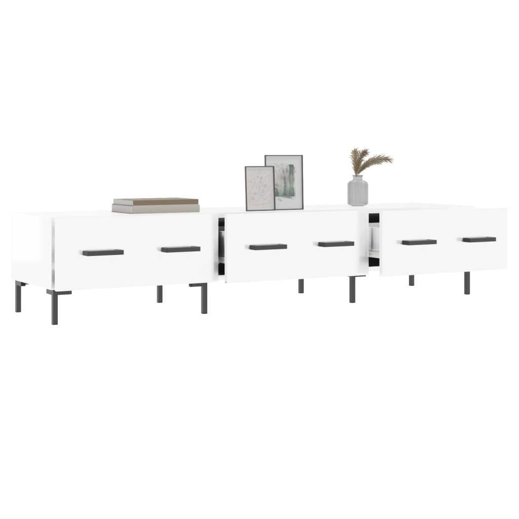 Meuble TV en Bois Blanc Brillant - 150 cm-Mon Meuble TV-Gris béton-1-4