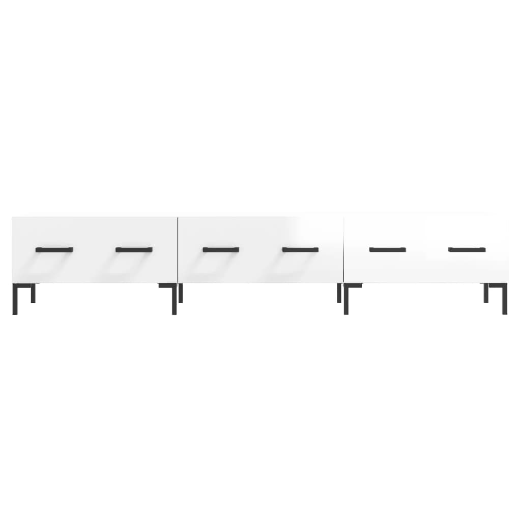 Meuble TV en Bois Blanc Brillant - 150 cm-Mon Meuble TV-Gris béton-1-5