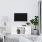 Meuble TV en Bois Brun Effet Chêne Fumé - 100 cm-Mon Meuble TV-Blanc-1-10
