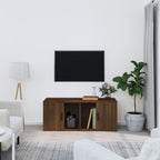 Meuble TV en Bois Brun Effet Chêne Fumé - 100 cm-Mon Meuble TV-Chêne marron-1-14