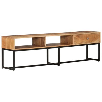 Meuble TV en Bois d'Acacia et Noir - 160 cm