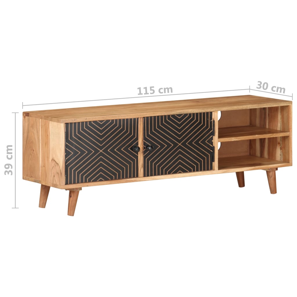 Meuble TV en Bois d'Acacia Massif - 115 cm-Mon Meuble TV-10