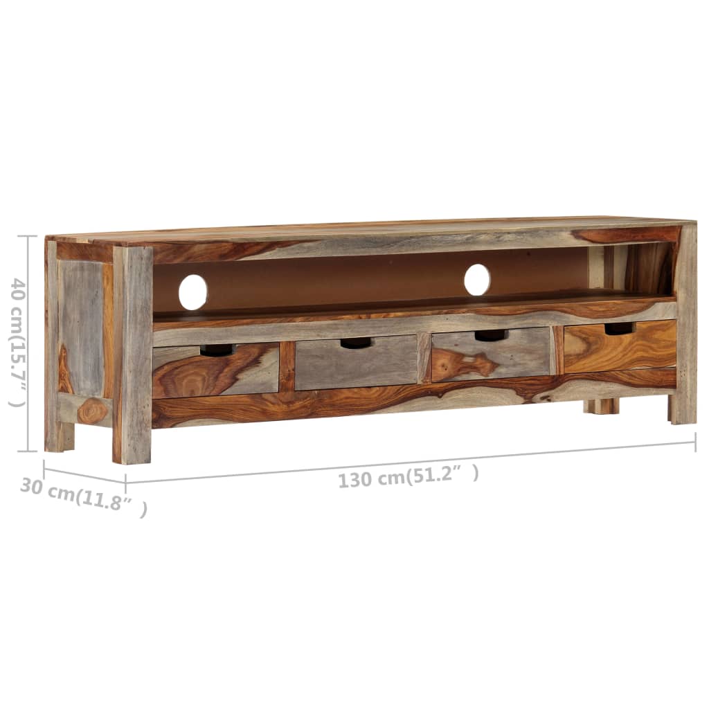 Meuble TV en Bois d'Acacia Massif - 130 cm-Mon Meuble TV-8
