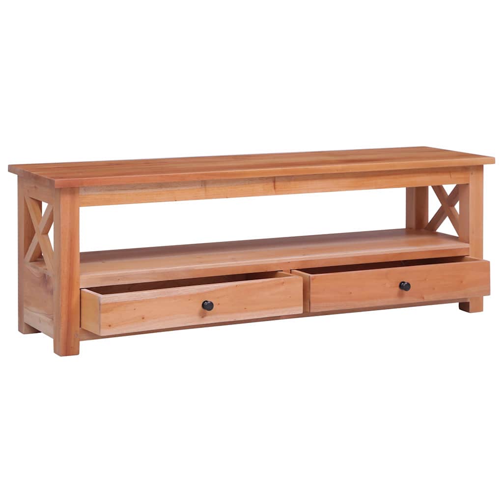 Meuble TV en Bois d'Acajou Massif - 115 cm-Mon Meuble TV-Naturel-120 cm-1-2