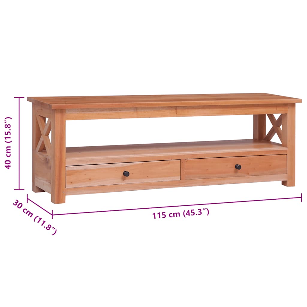 Meuble TV en Bois d'Acajou Massif - 115 cm-Mon Meuble TV-Naturel-120 cm-1-8