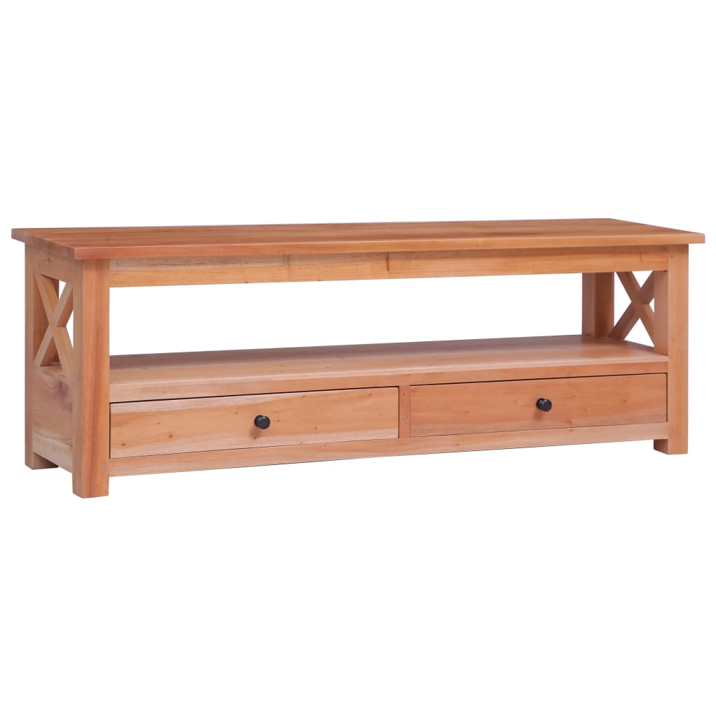 Meuble TV en Bois d'Acajou Massif - 115 cm-Mon Meuble TV-Naturel-120 cm-1-9