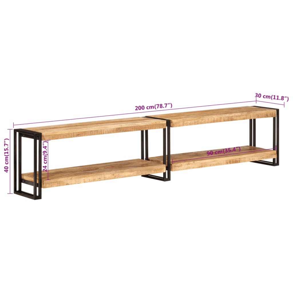 Meuble TV en Bois de Manguier - 200 cm-Mon Meuble TV-120 cm-bois de récupération massif-1-7