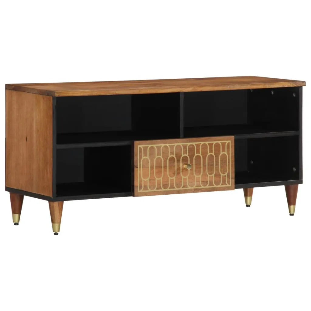 Meuble TV en Bois de Manguier Clair - 100 cm-Mon Meuble TV-marron miel-1-1