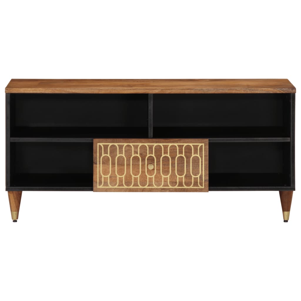 Meuble TV en Bois de Manguier Clair - 100 cm-Mon Meuble TV-marron miel-1-2