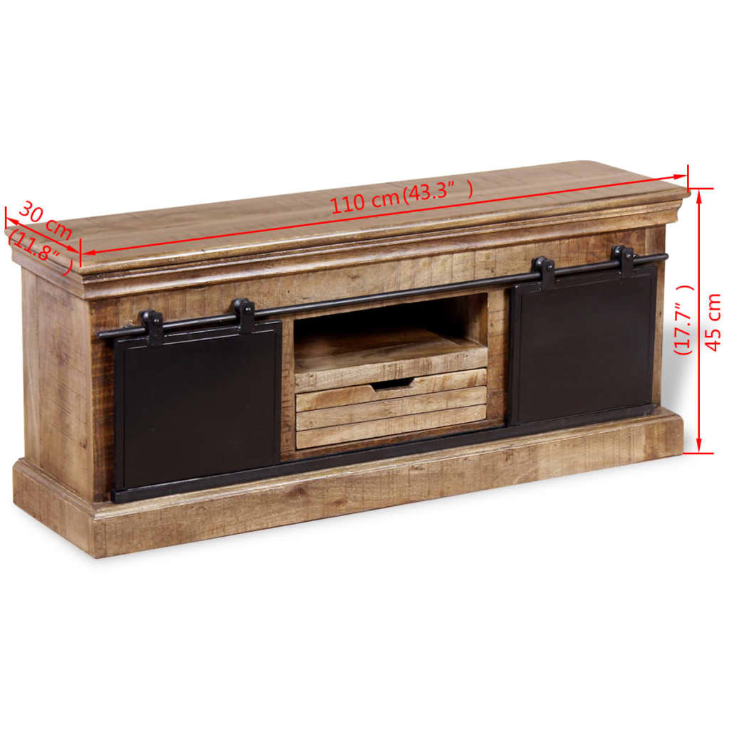 Meuble TV en Bois de Manguier et Fer - 110 cm-Mon Meuble TV-10