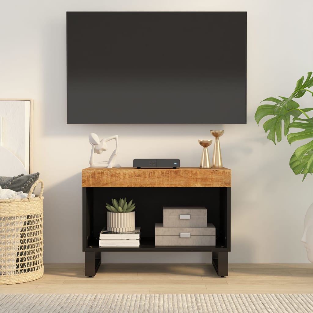 Meuble TV en Bois de Manguier et Métal - 60 cm-Mon Meuble TV-Marron clair-1-1