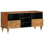 Meuble TV en Bois de Manguier et Noir - 100 cm-Mon Meuble TV-marron miel-1-1
