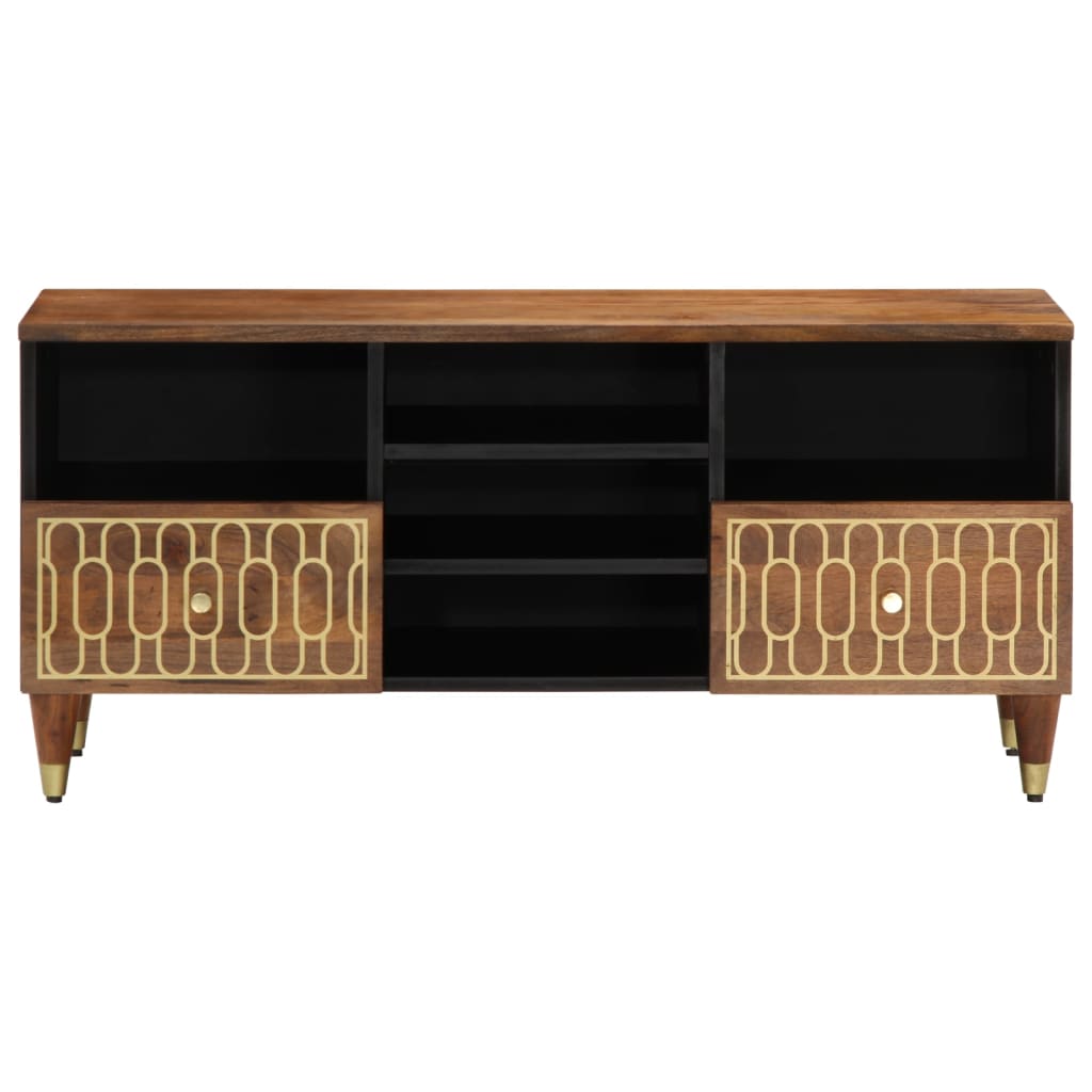Meuble TV en Bois de Manguier et Noir - 100 cm-Mon Meuble TV-Noir-1-2