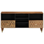 Meuble TV en Bois de Manguier et Noir - 100 cm-Mon Meuble TV-Noir-1-2