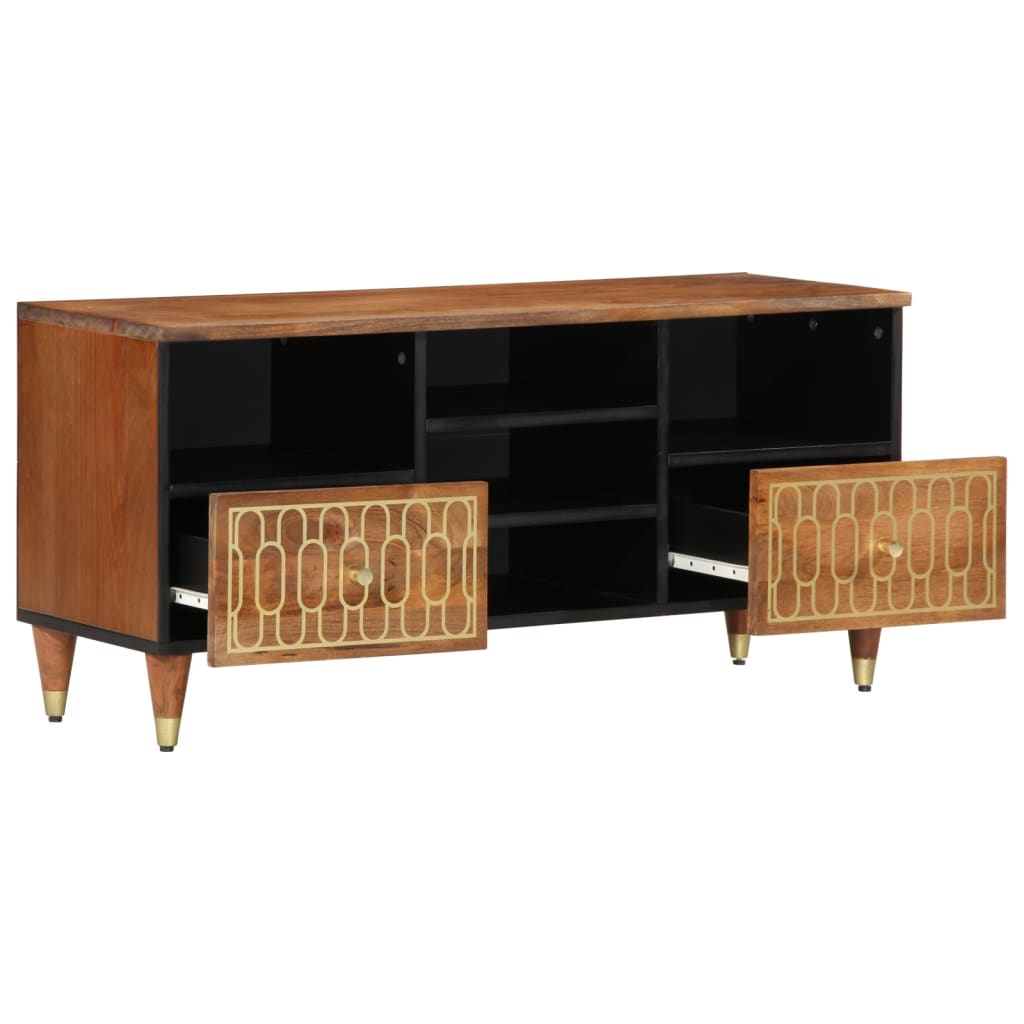 Meuble TV en Bois de Manguier et Noir - 100 cm-Mon Meuble TV-Noir-1-3