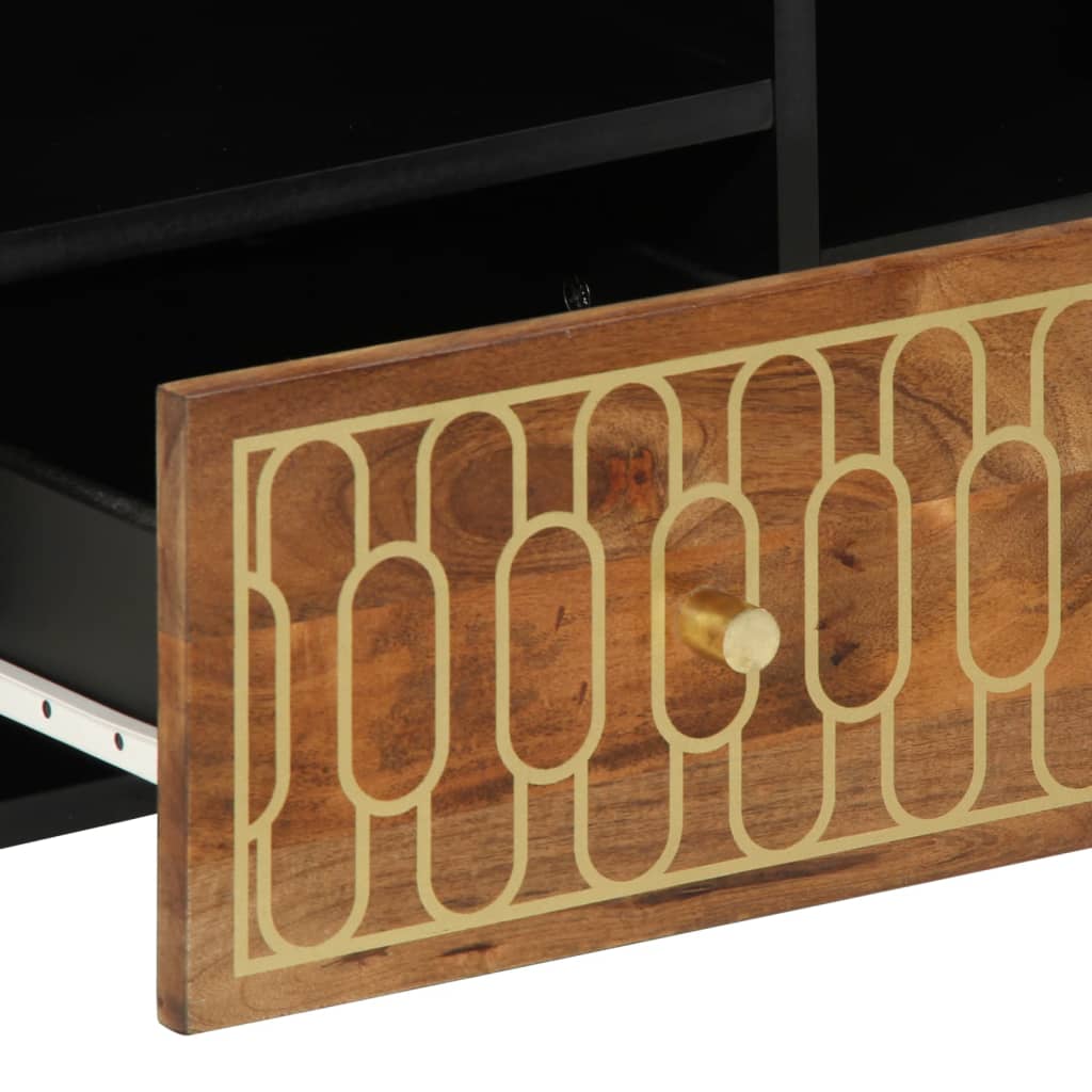 Meuble TV en Bois de Manguier et Noir - 100 cm-Mon Meuble TV-Noir-1-8
