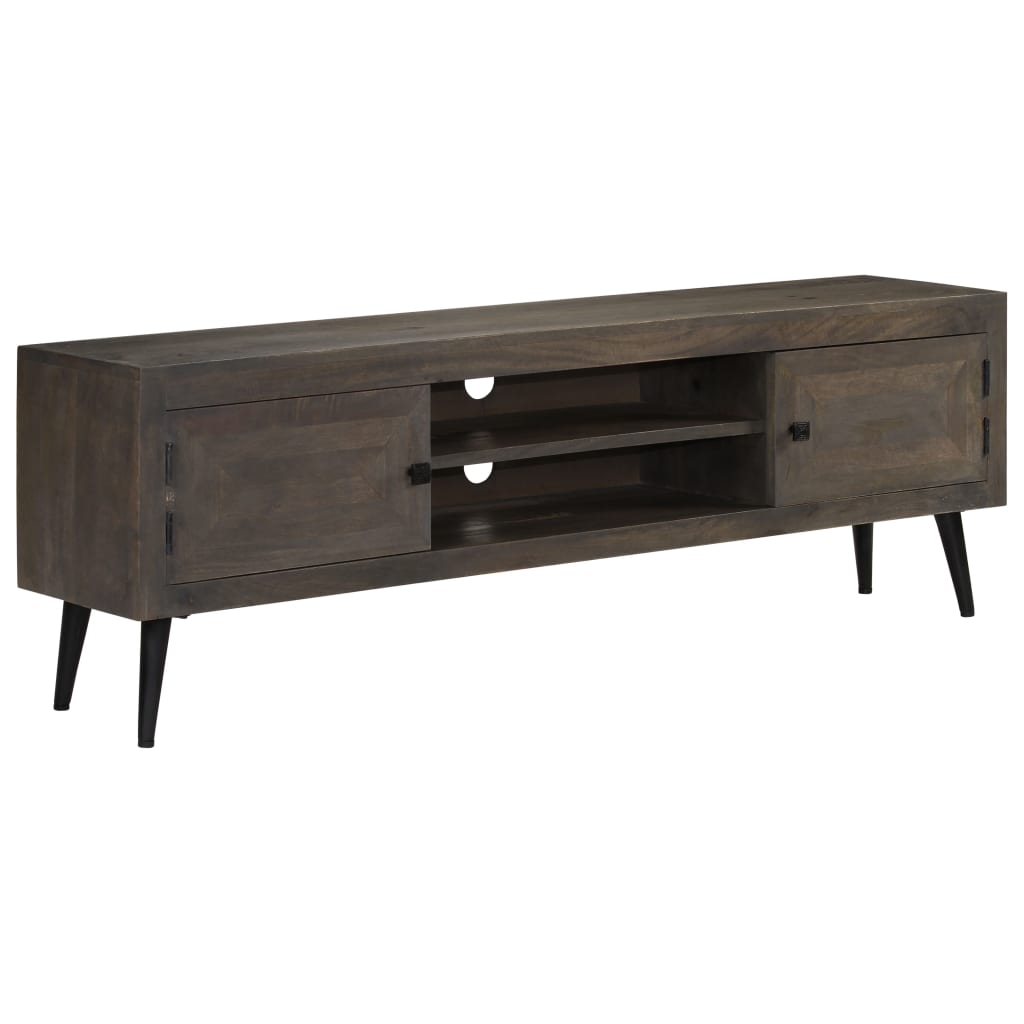 Meuble TV en Bois de Manguier Gris - 140 cm-Mon Meuble TV-10