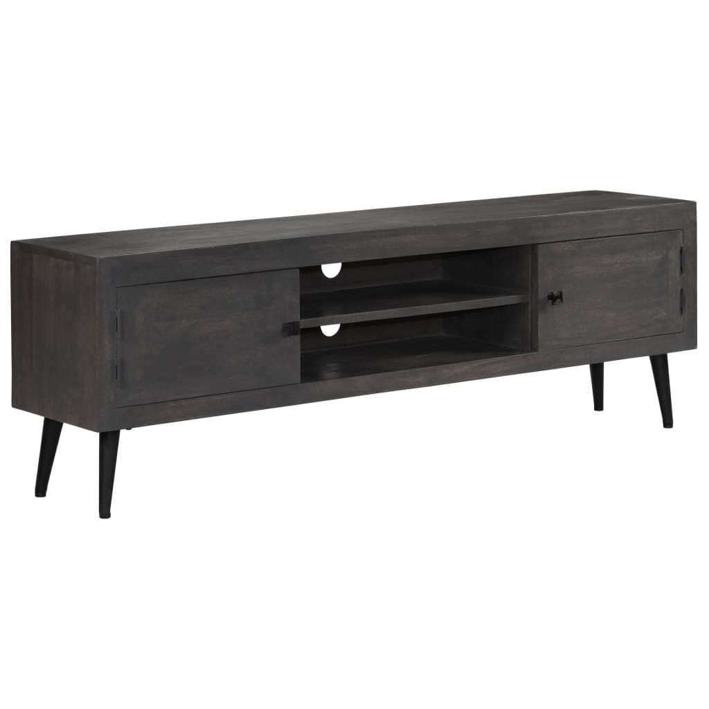 Meuble TV en Bois de Manguier Gris - 140 cm-Mon Meuble TV-11
