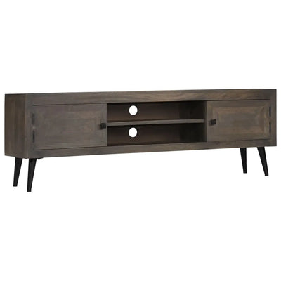 Meuble TV en Bois de Manguier Gris - 140 cm