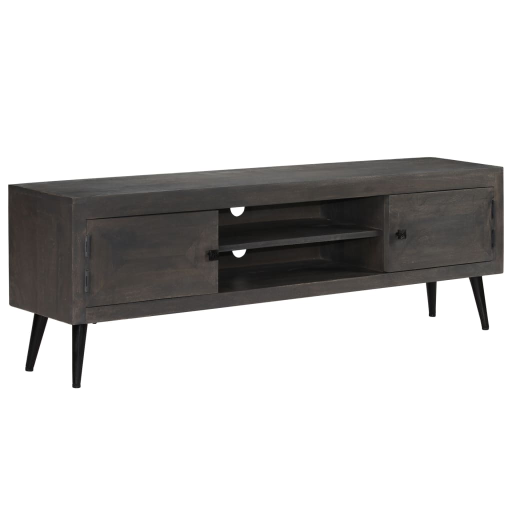 Meuble TV en Bois de Manguier Gris - 140 cm-Mon Meuble TV-2