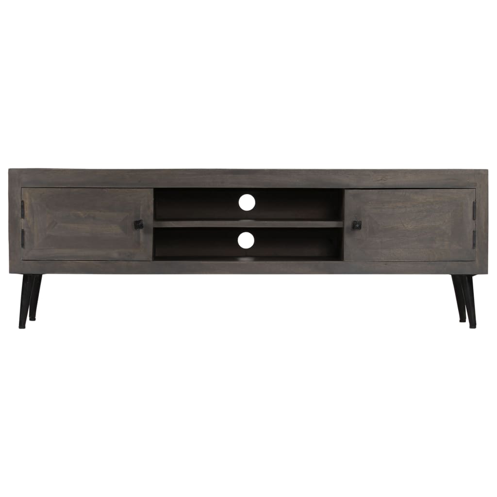 Meuble TV en Bois de Manguier Gris - 140 cm-Mon Meuble TV-3
