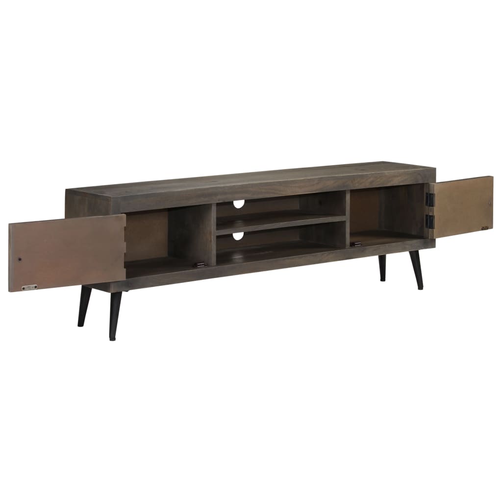 Meuble TV en Bois de Manguier Gris - 140 cm-Mon Meuble TV-5