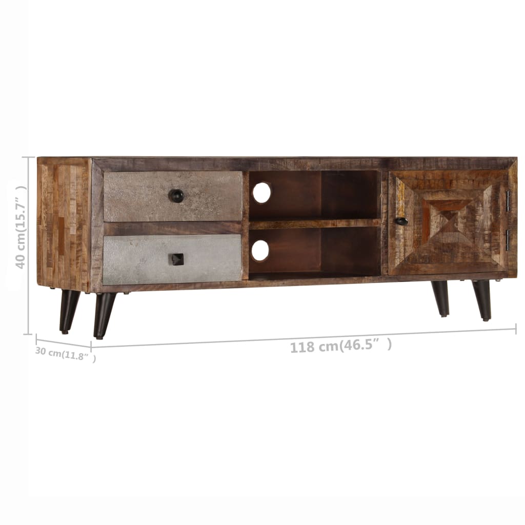 Meuble TV en Bois de Manguier Massif - 118 cm-Mon Meuble TV-12